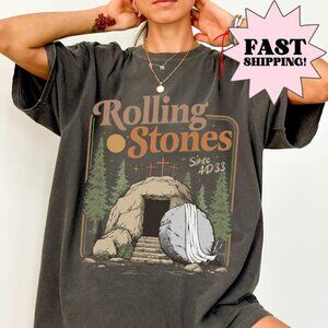Comfort Colors Rolling Christian T-Shirt, Trendy Stones Easter Clothing 169